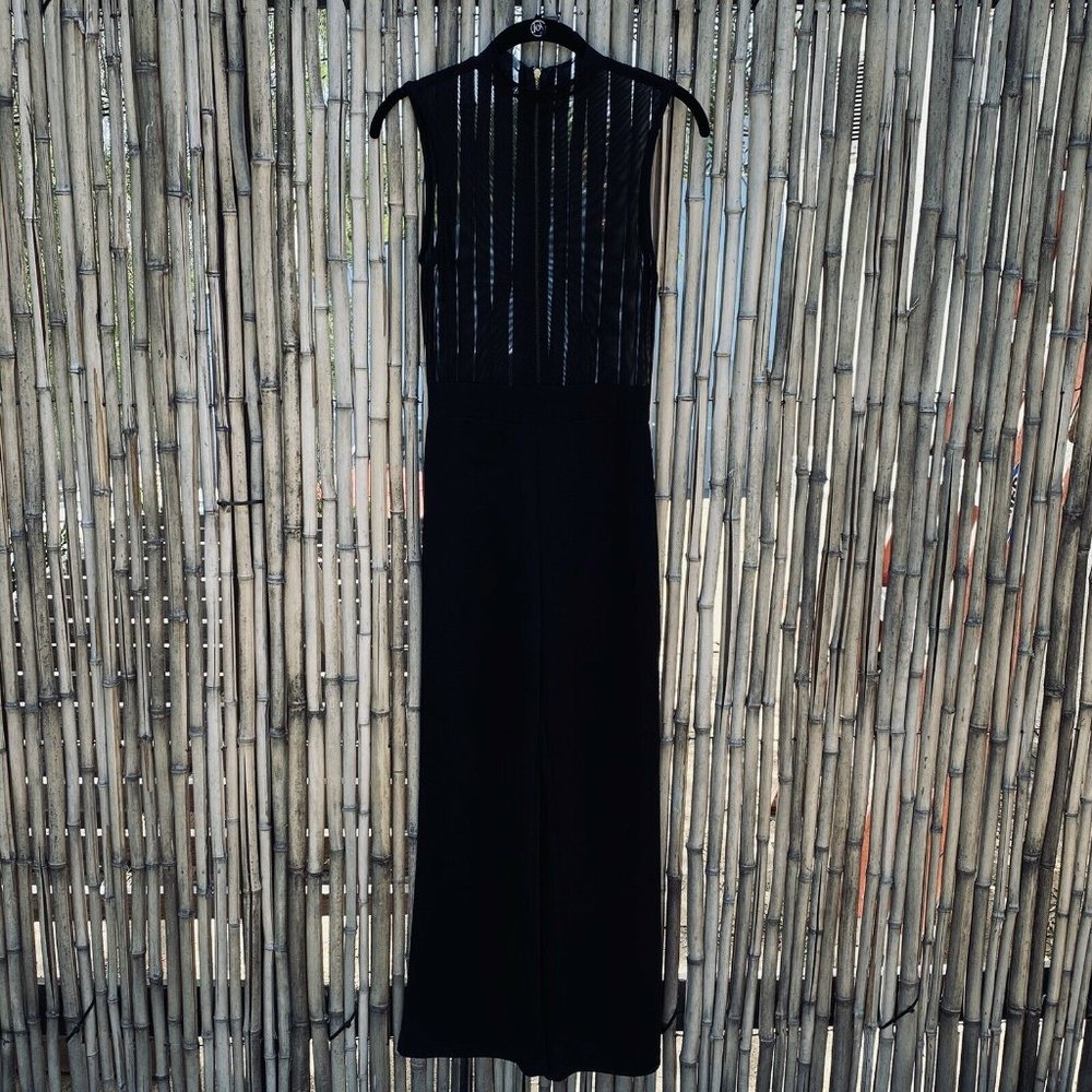 Windsor Sheer Mesh Jumpsuit Wide Leg Exposed Zippe